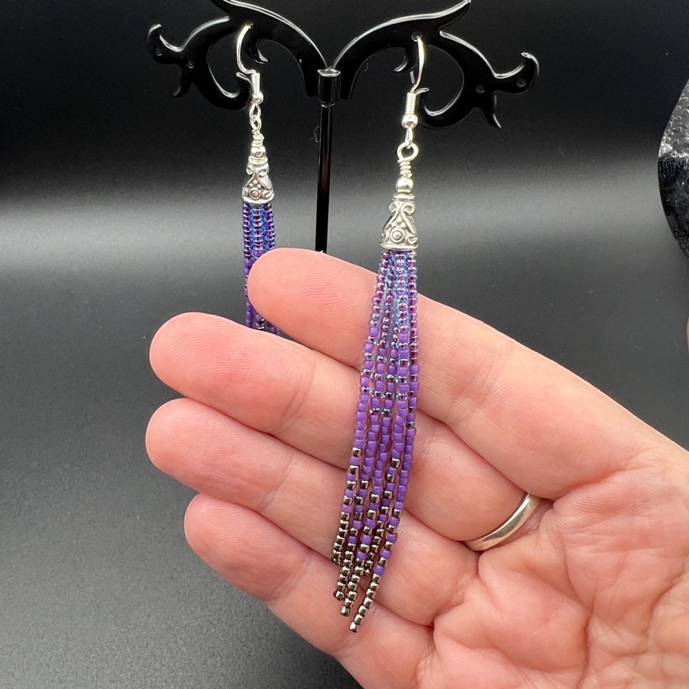 Beaded Fringe Tassel Earrings